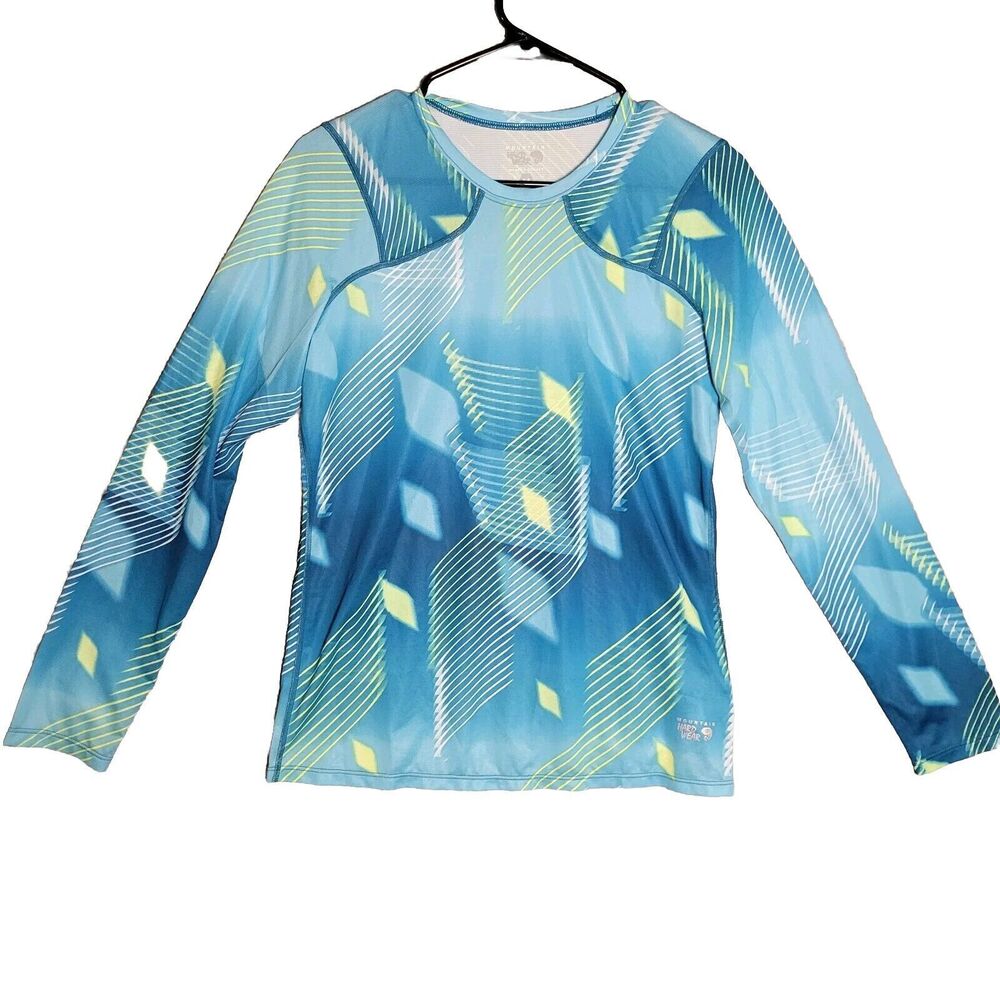 Mountain Hardwear Womens Long Sleeve Gray Purple Athletic Mesh Rash Guard Sports